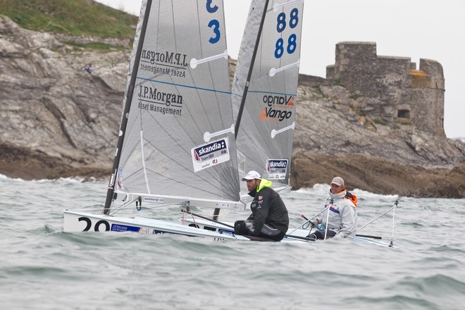 Ben Ainslie (GBR3) and Mark Andrews (GBR88) - Finn Gold Cup 2012 © Mark Lloyd http://www.lloyd-images.com